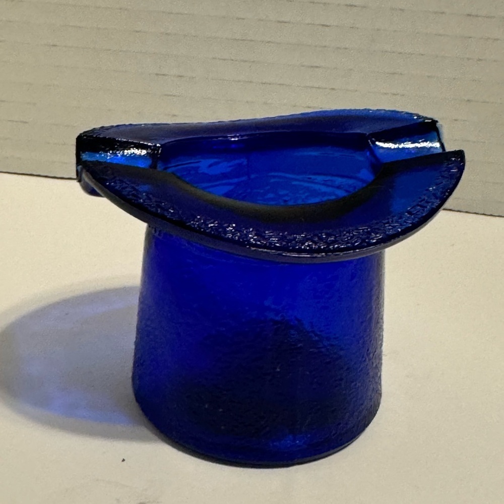 Vintage Cobalt Blue Top Hat Ash Tray/Match Stick Holder
